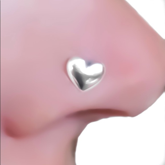 Moodtherapy Jewelry - 925 Sterling Silver Heart Nose Ring Stud or Screw